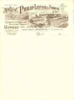 ~1930  2db Leiner Fülöp és fiai díszes fejléces levélpapír (magyar és német nyelvű)