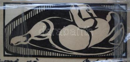 Mohácsi Regős Ferenc (1917-2000): Olvasó nő, linó, jelzett, üvegezett új keretben, 12×16 cm kerettel