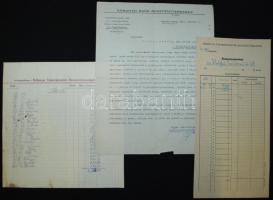 1936-1950  3db klf Kőbányai Takarékpénztár Részvénytársaság irat