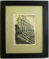 Szántó Károly: Wehrmacht propaganda nyomat, üvegezett keretben, 29×24 cm