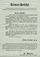 1849 VIII. 23. I. Ferenc József hadseregparancsa német nyelven és Haynau aradi keltezésű parancsa /  1849 Army-command of Emperor Franz Joseph and General Haynau 22x35 cm