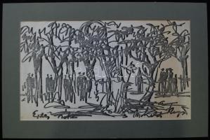 Mohácsi Regős Ferenc (1917-2000): Kilenc darab grafikája, egy kivételével mind tus vagy toll rajz, j...