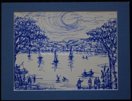 Mohácsi Regős Ferenc (1917-2000): Kilenc darab grafikája, egy kivételével mind tus vagy toll rajz, j...