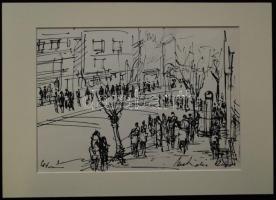 Mohácsi Regős Ferenc (1917-2000): Kilenc darab grafikája, egy kivételével mind tus vagy toll rajz, j...