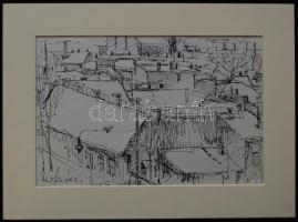 Mohácsi Regős Ferenc (1917-2000): Kilenc darab grafikája, egy kivételével mind tus vagy toll rajz, j...