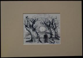 Mohácsi Regős Ferenc (1917-2000): Kilenc darab grafikája, egy kivételével mind tus vagy toll rajz, j...