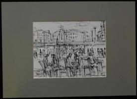 Mohácsi Regős Ferenc (1917-2000): Kilenc darab grafikája, egy kivételével mind tus vagy toll rajz, j...