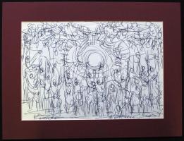 Mohácsi Regős Ferenc (1917-2000): Kilenc darab grafikája, egy kivételével mind tus vagy toll rajz, j...