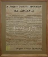 1956 A Magyar Nemzeti Bizottmány Határozata üvegezett keretben (ragasztott) 62x50cm