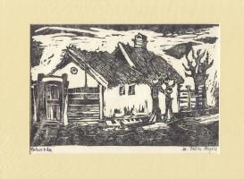 Sz. Józsa Angéla: Két darab linó, falvakról, papír, egyik jelzett, új paszpartuban