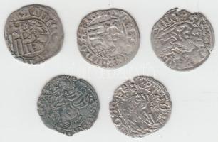 1458-1490. 5db Denár Ag I.Mátyás T:2-,3