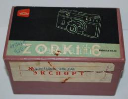 ~1960 Zorki-6 típusú szovjet fényképezőgép tokkal eredeti dobozában