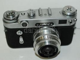 ~1960 Zorki-6 típusú szovjet fényképezőgép tokkal eredeti dobozában