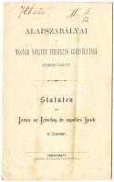 Alapszabályai a Magyar Nyelvet Terjesztő Egyesületnek Temesvárott, Csanád-egyházmegyei nyomda, 1884, magyar és német nyelven