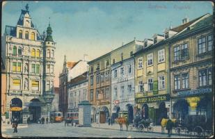 Ceske Budejovice main square, pharmacy, shops (Rb)