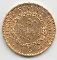 Franciaország/Modern Köztársaság 1878A 20Fr Au(0.900) 6,45g T:2 K.
France/Modern Republic 1878A 20 F...
