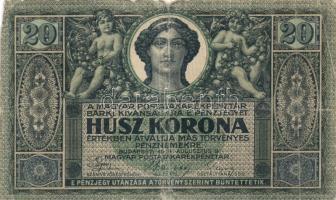 1919. Augusztus 9. 20K T:III-/IV hátlapon ragasztva