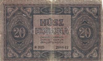 1919. Augusztus 9. 20K T:III-/IV hátlapon ragasztva