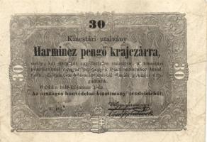 1848. 5Ft "Kossuth bankó" piros T:III- + 1849. 30Kr "Kincstári utalvány" T:III