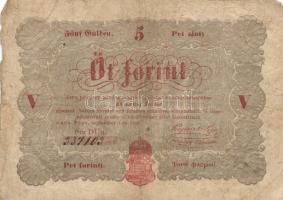 1848. 5Ft "Kossuth bankó" piros T:III- + 1849. 30Kr "Kincstári utalvány" T:III