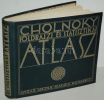 Cholnoky: Földrajzi és statisztikai atlasz. 78 fő és 55 melléktérkép. Bp., 1929 Győző Andor. Hibátlan állapotban!