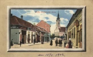 Baja Vörösmarty tér, Kazal József Könyvnyomdája, Spitzer Sándor üzlete, Üveggyári lerakat (EK)