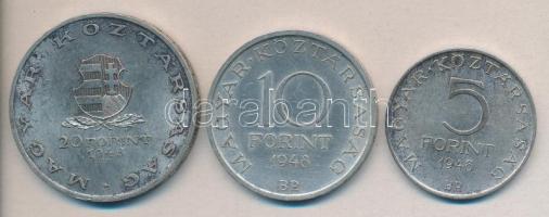 1948. 5Ft "Petőfi" + 10Ft "Széchenyi" + 20Ft "Táncsics" Ag sor T:2