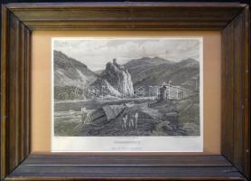 Schreckenstein acélmetszet, üvegezett keretben, 18×26 cm