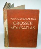 Velhagen & Klasings: Grosser Volksatlas, Bielefeld und Leipzig, 1938, herausgegeben Dr. Konrad Frenzel, kiadói egészvászon kötésben, a gerinc hiányzik