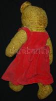 Régi Teddy maci, 60 cm hosszú, hosszú szőrű, szemei épek, szalmával tömve, apró javítások a fülén, k...