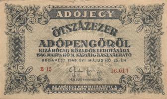 1946. 500.000AP vízjeles papíron sor -és sorozatszámmal T:III-