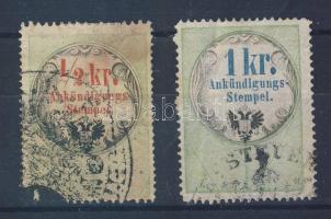 1854 Hírdetvénybélyeg 1/2kr és 1kr (46.000)