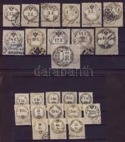 1858 november 1. illetékbélyeg sor 18 fl kivételével, 25 db bélyeg (45.000)