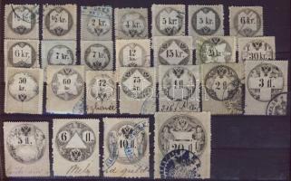 1859 augusztus illetékbélyeg sor, 25 db bélyeg (6.000)