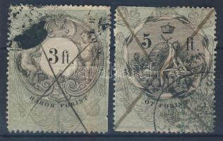 1868 augusztus 1. határőrvidék 3Ft, 5Ft