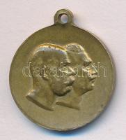 1914. "I.Ferenc József - II.Vilmos császár / Viribus Unitis" aranyozott Br érem (18mm) T:2 1914. "Franz Joseph - Wilhelm II / Viribus Unitis"" Br medal (18mm) C:XF