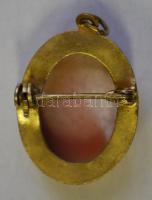 Női bross/medál 14 K arany, sima foglalású óvális cameával díszített, 1930 körül, jelzés nélkül, súl...