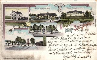 1899 Nagyszécsény vasútállomással litho (EM)