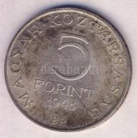 1948. 5Ft Ag "Petőfi" T:2 patina