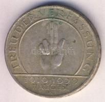 Német Birodalom/Weimari Köztársaság 1929. 5M Ag "Hindenburg - Alkotmány" T:2- Germany /Weimar Republic 1929. 5 Mark Ag "Hindenburg - Constitution" C:VF