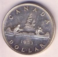 Kanada 1953. 1$ Ag "Kenu" T:2/2- Canada 1953. 1 Dollar Ag "Canoe" C:XF/VF