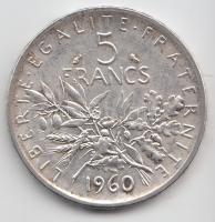 Franciaország 1960. 5Fr Ag T:2 patina
France 1960. 5 Francs Ag C:XF patina