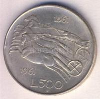 Olaszország 1961R 500L Ag "Olasz egység századfordulója" T:2- Italy 1961R 500 Lira Ag "Italian Unification Centennial" C:VF