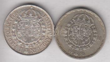 Svédország 1938. 1K Ag + 1950. 1K Ag "V.Gusztáv" T:2-
Sweden 1938. 1K Ag + 1950. 1 Kronor ...