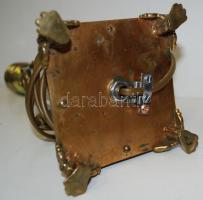 Neoklasszicista asztali lámpatest, dekoratív üvegbetéttel, működőképes, apró hibák az üvegen,  hibát...