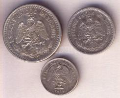 Mexikó 1904. 5c Ag +  1905. 10c Ag + 1907. 20c Ag T:2,2- Mexico 1904. 5 Centavos Ag + 1905. 10 Centavos Ag + 1907. 20 Centavos Ag C:XF,VF