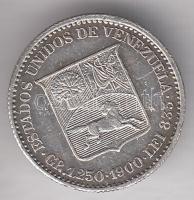 Venezuela 1900. 1/4B Ag T:2
Venezuela 1900. 1/4 Bolivar Ag C:XF