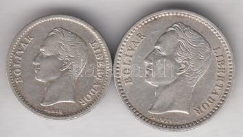 Venezuela 1924. 1/2B Ag + 1946. 1/4B Ag T:2/2-,2- Venezuela 1924. 1/2 Bolivar Ag + 1946. 1/4B Ag C:XF/VF,VF