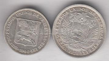 Venezuela 1924. 1/2B Ag + 1946. 1/4B Ag T:2/2-,2-
Venezuela 1924. 1/2 Bolivar Ag + 1946. 1/4B Ag C:X...