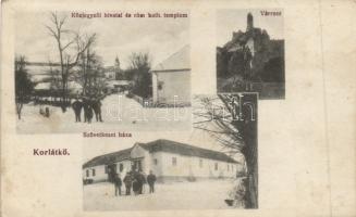 Korlátkő co-operative store, castle ruins, notary (fl)